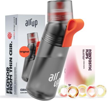 air up® Drinking Bottle (600 ml) for School, Sports, Gym | Includes 5 sugar-free scent pods & straw | Water bottle in grey with flavor - also for kids, boys, girls | AMZN Flair