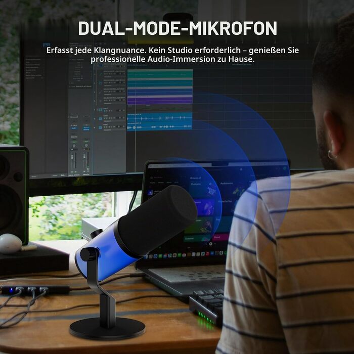 Динамічний USB-C/XLR мікрофон D Debra для студії, подкастів та стрімінгу, кардіоїдний, 192кГц/24Біт, з сенсорною кнопкою Mute, регулятором Gain та роз'ємом для навушників, для ПК та смартфона