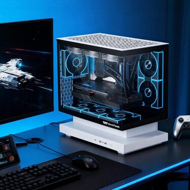 darkFlash FLOATRON F1(2025) - Корпус для ПК Micro-ATX з ефектом левітації, підтримка 360mm AIO, Typ-C, без RGB підсвітки