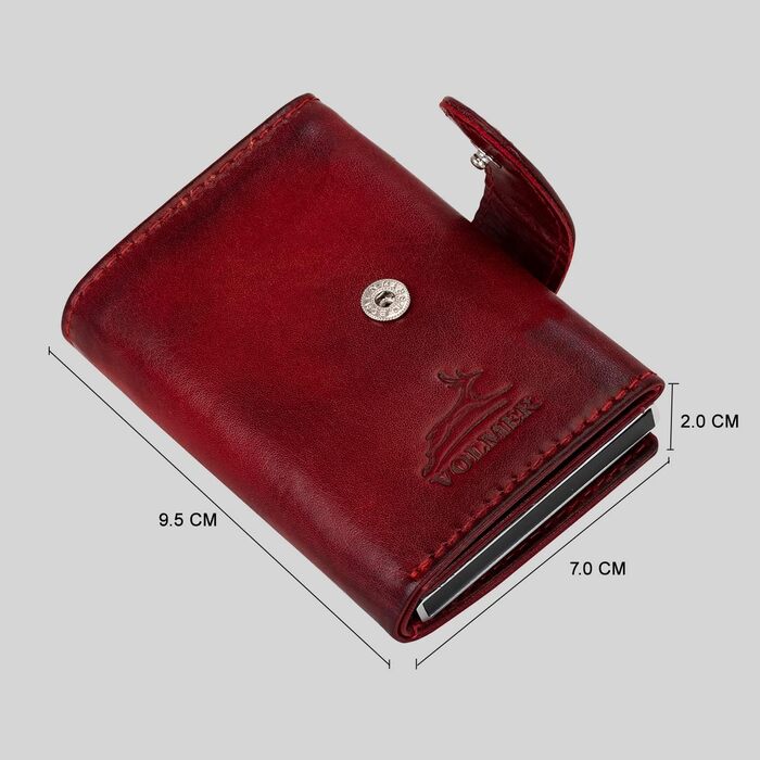 Чоловіче/жіноче картхолдер Volmer POP-UP з відділенням для монет, з натуральної шкіри, RFID захистом, вміщує до 11 карт, кольори: Hunter Green (зелений), Bordeaux Red (бордовий)