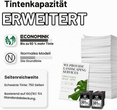 Картриджі Economink 301XL чорні сумісні для принтерів HP DeskJet 3050, 1050, 2544, Envy 4500, 4504, OfficeJet 2620, 4630, 4632, 4634 (комплект 2 шт.)