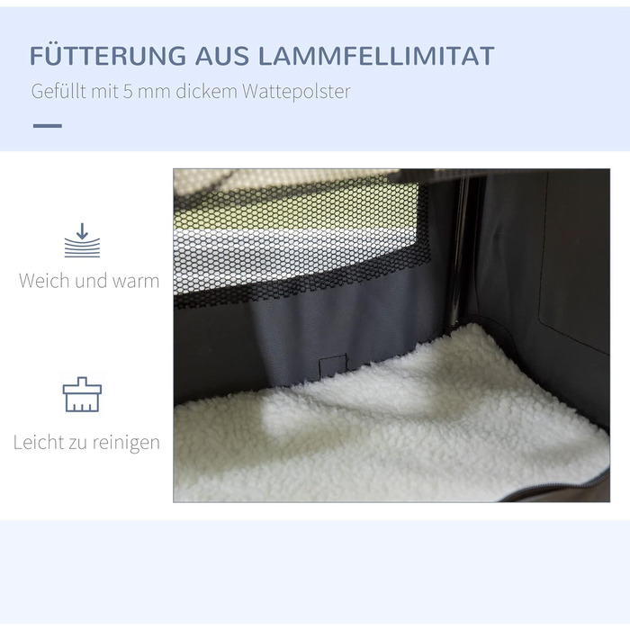 PawHut Складана переноска для собак, 50.5 x 33.5 x 35 см, сіра, 50.5 л