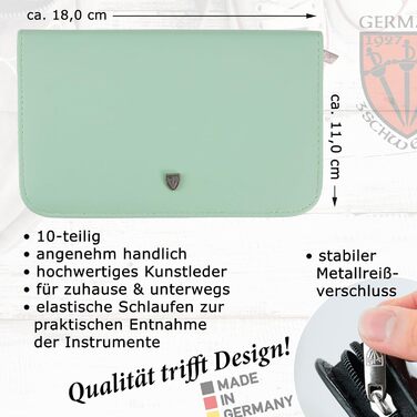 Набір для манікюру DREI SCHWERTER 'Spezia' 10 предметів | Німецький бренд | У футлярі з екошкіри | Манікюрний набір для подорожей