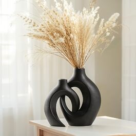 Керамічна ваза SUKIYPO, набір 2 шт, бежева, сучасний дизайн, для дому, офісу, декору інтер'єру