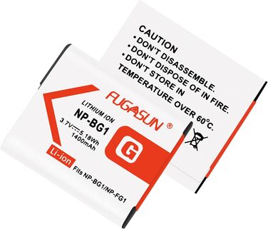 Акумулятор NP-BG1/NP-FG1 з зарядним пристроєм для Sony DSC-H10, H20, H50, H55, H70, H90, HX9V, HX10V, HX20V, HX30V, T20, T100, W90, W100, W120, W130, W150, W170, W200, W210, W215, W220, W230, W270, W290, W300 (2 шт.)