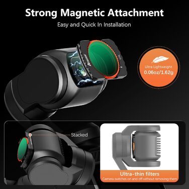 Фільтри ND для DJI Osmo Pocket 3: комплект з 5 шт. (Black Mist, CPL, ND16, ND64, ND256)