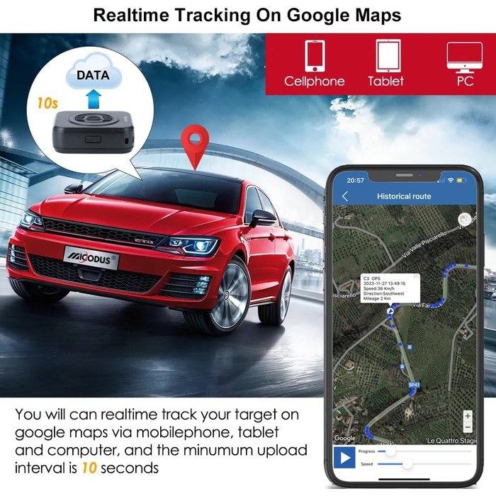 GPS-трекер для авто TKMARS TKS1, 4G, 7800 мА·год, магнітний, водонепроникний, реальний час, безкоштовний додаток, без абонплати