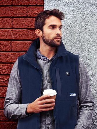 UNBON Гріюча жилетка з флісу, чоловіча жилетка з підігрівом, жилетка з Powerbank 10000mAh USB, 3 режими нагріву, 6 зон нагріву (XXL, Синій)