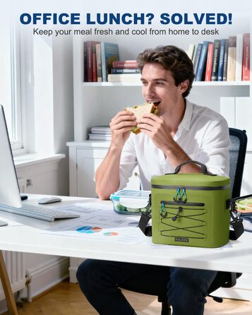 Кühltasche 24L: Водонепроникна сумка-холодильник для пікніка, пляжу, кемпінгу, офісу, транспортування продуктів (армійний зелений)