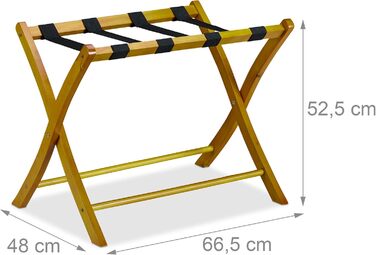 Relaxdays Luggage Rack Wood, foldable, luggage rack, suitcase storage, for travel luggage, HxWxD: 52.5x66.5x48 cm, white (natural)