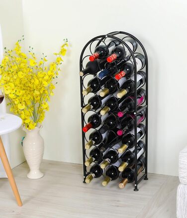 PAG Wine Rack Metal Freestanding Floor Bottle Rack, Decorative Bottle Holder Stand for Kitchen/Floor/Bar, (Black, 23 Bottle)