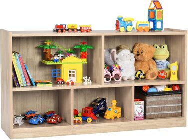 DREAMADE Kids Bookshelf, Toy Storage Bookshelf for Children, Toy Shelf for Kids' Rooms, Playrooms and Kindergarten, 111 x 30 x 61.5 cm (Gray)