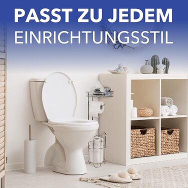 Підставка для туалетного паперу WENKO 3в1 з полицею та держателем рулонів - срібна, 16 x 59 x 18 см