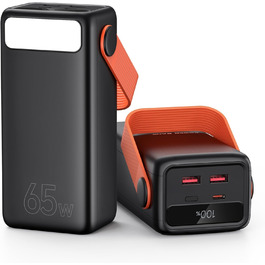 Power Bank 60000mAh 65W з USB-C: Зовнішній акумулятор для ноутбука, смартфона, планшета (Помаранчевий)