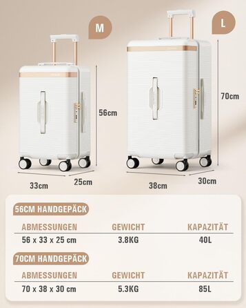 Чемодан Joyway ABS, ручна поклажа, 56 см, білий. З TSA замком, відкидним внутрішнім відділенням та подвійними колесами.