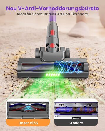 Бездротовий акумуляторний пилосос MAUOKE 45000Pa з LED-дисплеєм та V-подібною насадкою, 6-в-1 для дому, килимів, твердих поверхонь та видалення шерсті тварин