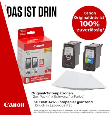 Комплект оригінальних картриджів Canon PG-560XL та CL-561XL FINE XL з фотопапером для домашнього друку