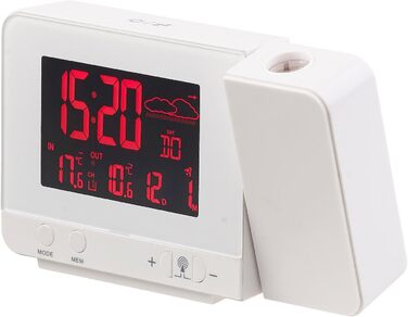 infactory Projection Clocks: Radio Weather Station with Projection Alarm, Outdoor Sensor, and USB, White (Radio Projection Clock, Clock with Projection, Outdoor Temperature Display)