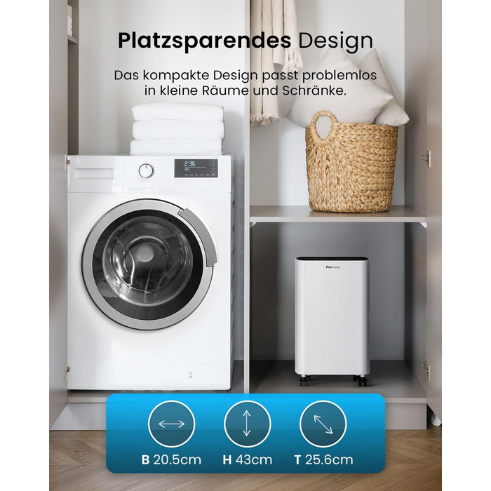 ПроБріз електросушарка повітря 12л/24г - вологопоглинач, електросушарка для білизни, з датчиком вологості, таймером, проти цвілі, 12л, 20 м²