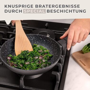 Набір сковорідок Fackelmann Marble 20 см та 24 см, антипригарне покриття, з 90% переробленого алюмінію, ергономічна ручка, індукційні (2 шт.)