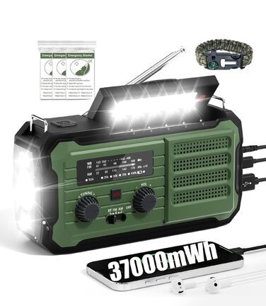 Радіо на заводі з ручним приводом Vokida + Powerbank 10000mAh, AM/FM/NOAA, Ліхтарик, Термоковдра, Браслет-паракорд для кемпінгу та виживання