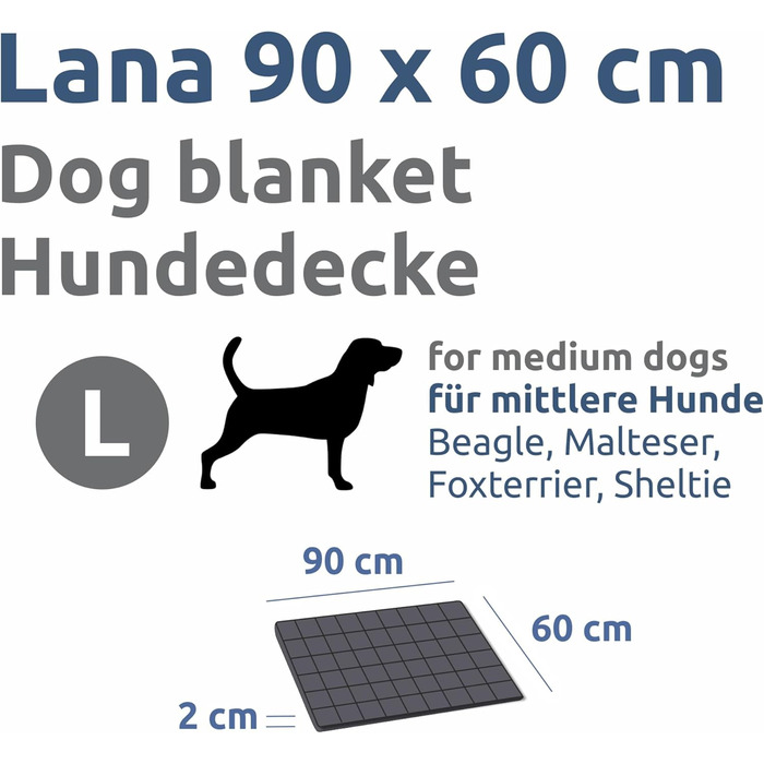 Килимок для собак your GEAR Lana, 90 x 60 см, бавовна Oeko-TEX, м'який, міцний, придатний для прання, для дому та вулиці