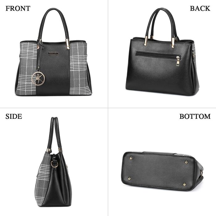 Жіноча сумка-шопер VINBAGGE з PU шкіри, чорна. Сумка через плече для офісу та на кожен день