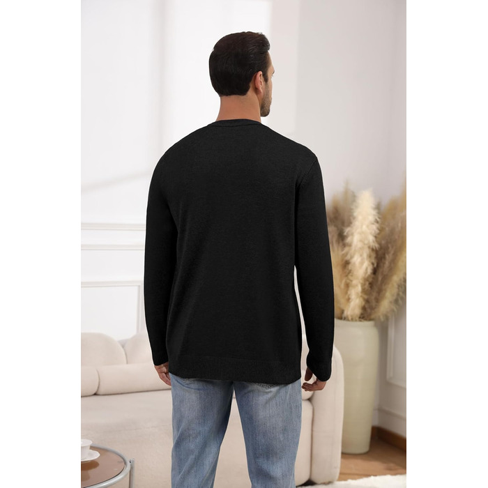 Чоловіча в'язана жилетка в стилі вінтаж з ґудзиками, з V-подібним вирізом, легка, для осені/зими (чорний, L)