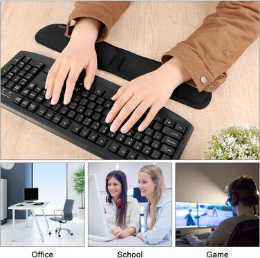 Підставка для зап'ястя ELZO для клавіатури з Memory Foam – ергономічна підтримка, проти болю в зап'ясті, для ПК та ноутбука