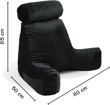 Подушка для читання Bananair - м'яка та комфортна, з підлокотниками та ергономічною спинкою (чорна)