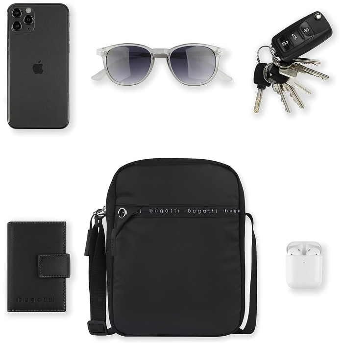 Чоловіча сумка Bugatti Blanc DeLight на плече, з та́рпауліну та нейлону, чорна