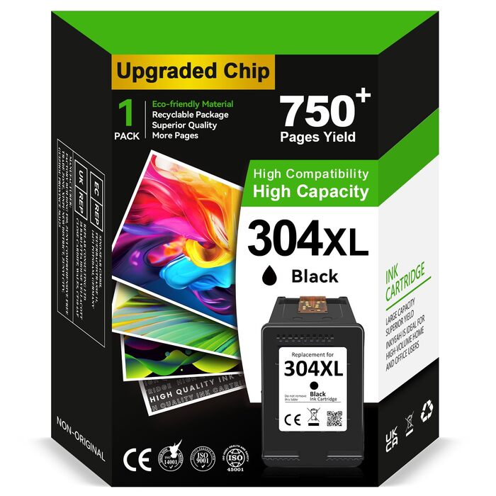 Картридж INKYEAH 304 XL чорний для принтерів HP Envy 5000, 5010, 5020, 5030, 5032 та DeskJet 2600, 2620, 2622, 2630, 3720, 3730, 3735, 3750 (ресурс 750+ сторінок)