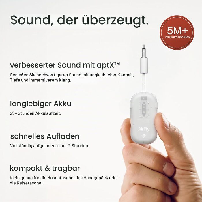 Bluetooth-трансмітер та ресивер Twelve South AirFly Pro 2 для AirPods та навушників, Glacial White