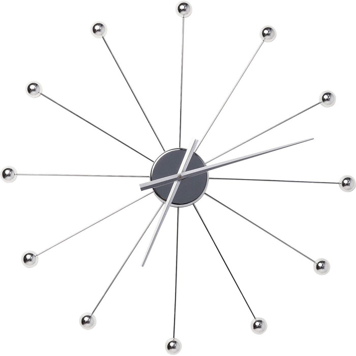 Kare Design Wall Clock Like Umbrella, 100cm Diameter, Clock, Modern, Minimalist, Aluminum Frame, Round, Battery not included (Silver)
