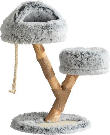 Кігтеточка Fudajo Designer у вигляді дерева, висока, з плюшем та сизалем, для котів, з гамаком (80 см)