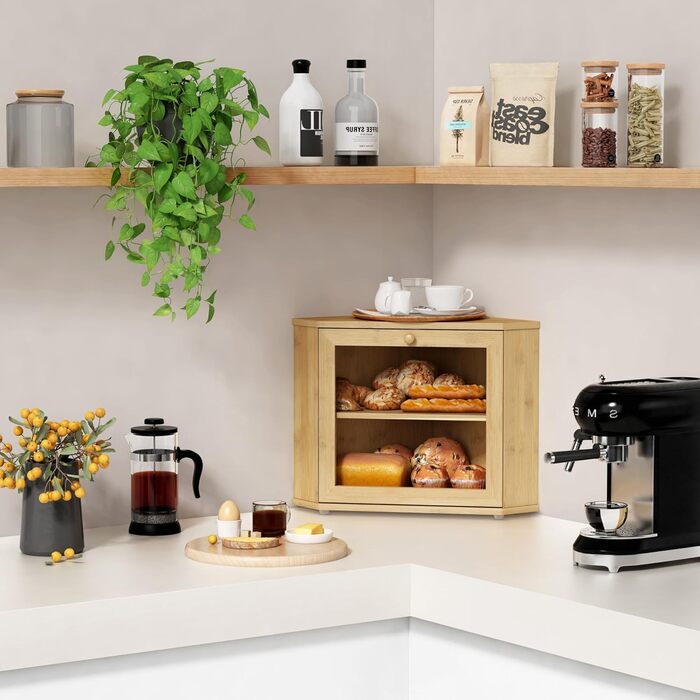 Бамбуковий двоярусний хлібниця для домашнього хліба, органайзер для кухні