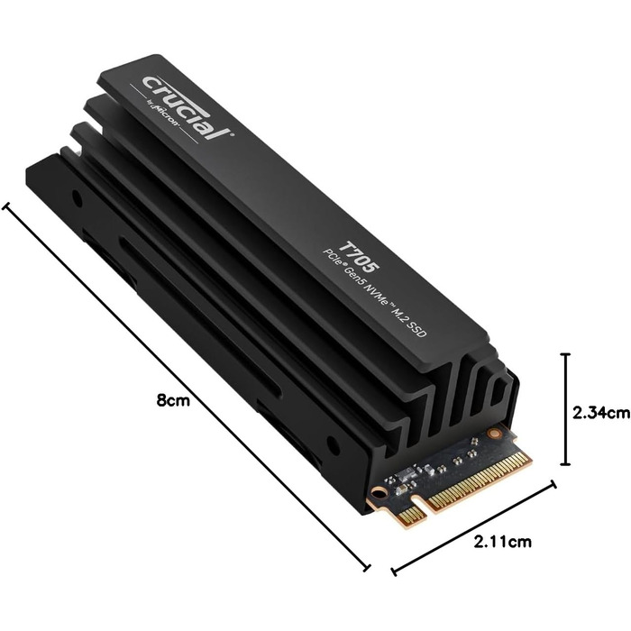 SSD Crucial T705 2TB PCIe Gen5 NVMe M.2 - до 13600 МБ/с, DirectStorage, сумісний з PCIe 4.0