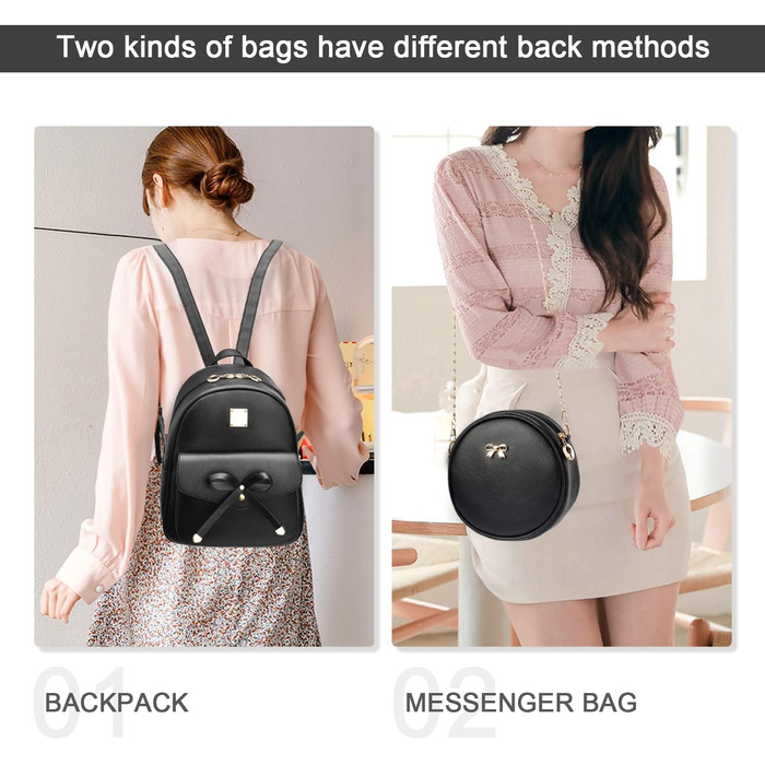 Жіночий рюкзак з PU шкіри: стильний, для подорожей, школи, роботи. Набір чорного кольору