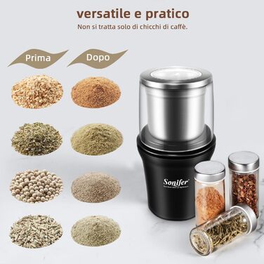 Electric Spice Grinder Coffee Grinder 100g Capacity 300W Power Removable Stainless Steel Container for Grinding Coffee Beans, Nuts, Spices, Grains, and Herbs
