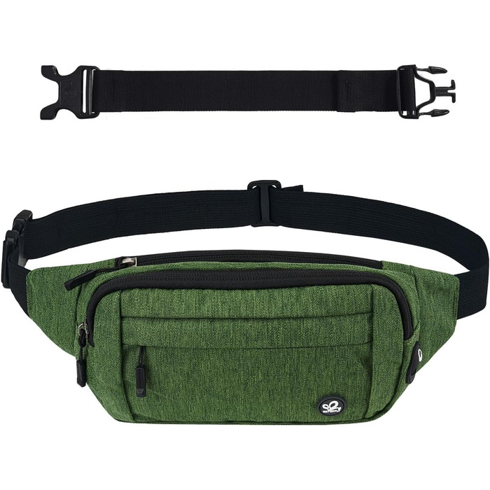 Сумка на пояс Waterfly: чоловіча/жіноча, спортивна, для подорожей, прогулянок з собакою, на пояс, з регульованим ремінцем (темно-зелена)