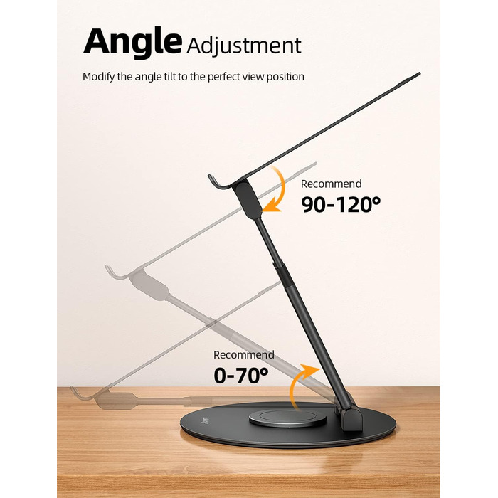 Adjustable Laptop Stand - 360° Swivel Base - Holds 10-17