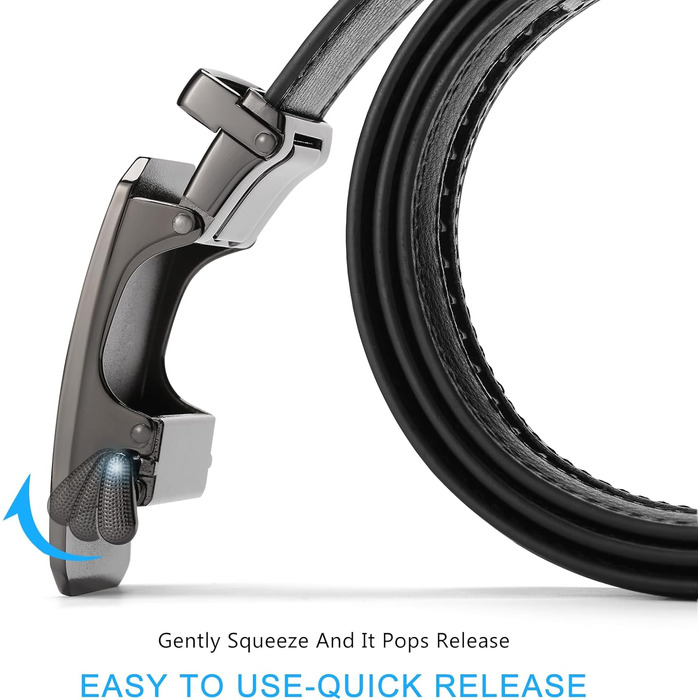 Чоловічий шкіряний ремінь SENDEFN з автоматичною пряжкою, ширина 35 мм, регульований розмір, чорний (125 см/36''-42'')