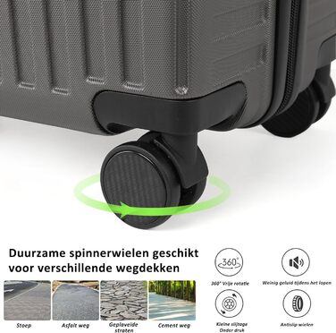 Валіза ручної поклажі TANTOMI з відділенням для ноутбука, 50 см, жорсткий корпус ABS, легка, з 4 колесами на 360°, TSA-замок (світло-темно-зелений, 41 л)