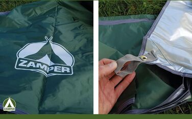 Тент Zamper Zelt-Plane 3x3m: водовідштовхуючий сонцезахисний тент для кемпінгу та відпочинку на природі (зелений)