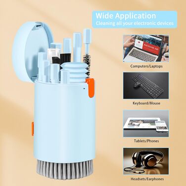 Набір для чищення 20-в-1 для AirPods, ноутбуків, телефонів, клавіатур – Професійний набір для очищення екранів з мікрофіброю, щітками, USB-відсмоктувачем Critin-20-in-1 blue