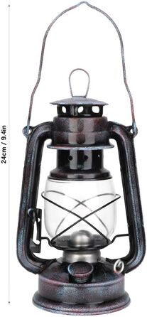Vintage Petroleum Lamp, Classic Petroleum Lamp Nostalgic Petroleum Storm Lantern with Glass Bulb, Portable Camping Outdoor Lights, 24cm (Kerosene Lamp)