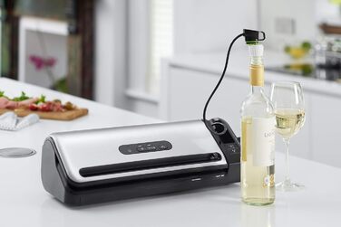 FoodSaver пристрій для вакуумної упаковки з нарізачем та зберіганням рулонів | ручний вакууматор та функція маринування | комплект вакуумних пакетів [FFS017X], срібляний, Standard