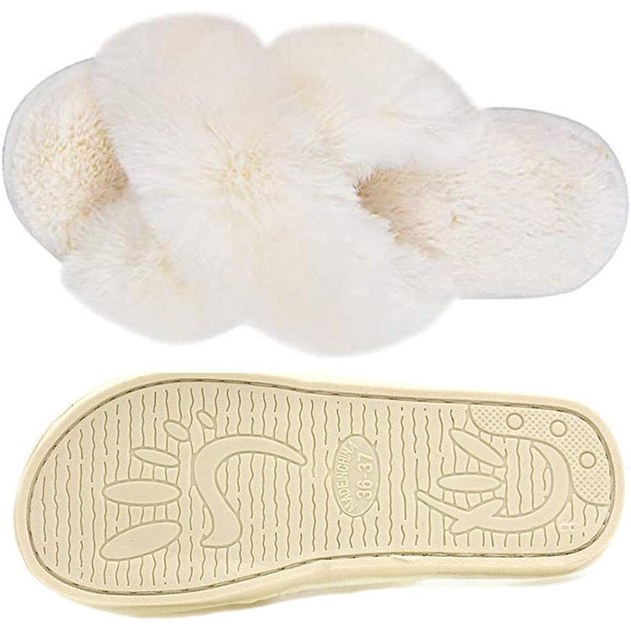 Тапочки жіночі зимові з плюшу, теплі, нековзні, зручні, білі, 39/40 EU