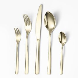 Champagne cutlery set, 30 pieces, shiny champagne-colored cutlery for 6 people, made of high-quality stainless steel, including knives, forks, and spoons, suitable for kitchens, hotels, and restaurants, dishwasher safe.