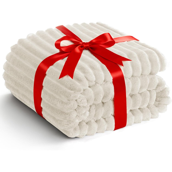 Пухнаста ковдра WAVVE: тепла флісова ковдра для дивану, софи та декору інтер'єру, 150 x 200 см, бежева